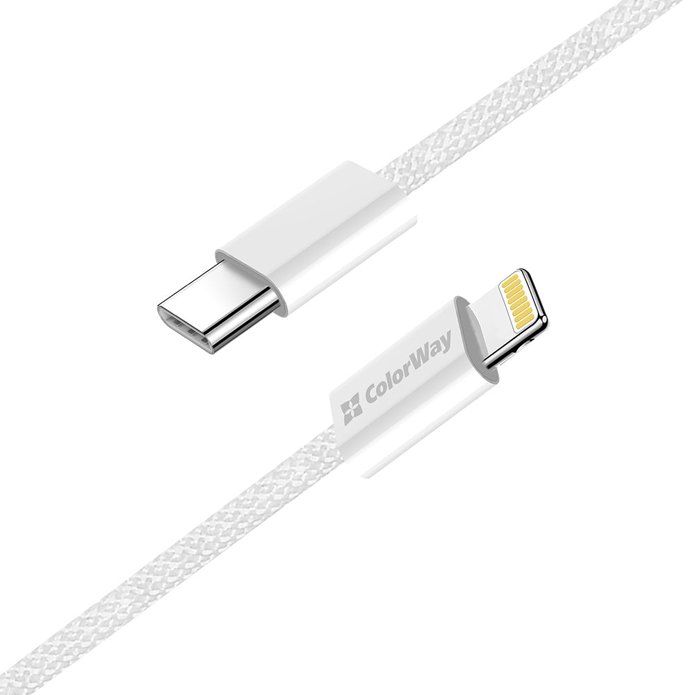 Datový a nabíjecí kabel USB-C - Lightning ColorWay CW-CBPDCL061, 27W, 1m, šedý