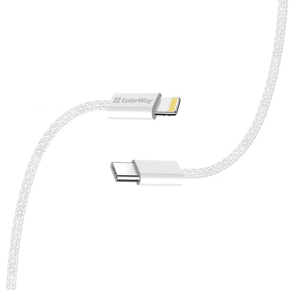 Datový a nabíjecí kabel USB-C - Lightning ColorWay CW-CBPDCL061, 27W, 1m, šedý