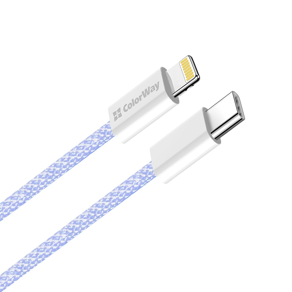 Datový a nabíjecí kabel USB-C - Lightning ColorWay CW-CBPDCL061, 27W, 1m, Fialový