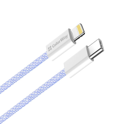 Datový a nabíjecí kabel USB-C - Lightning ColorWay CW-CBPDCL061, 27W, 1m, Fialový