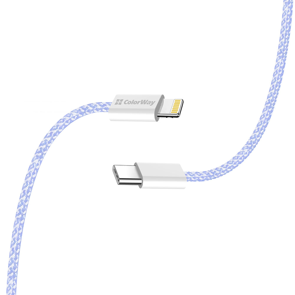 Datový a nabíjecí kabel USB-C - Lightning ColorWay CW-CBPDCL061, 27W, 1m, Fialový