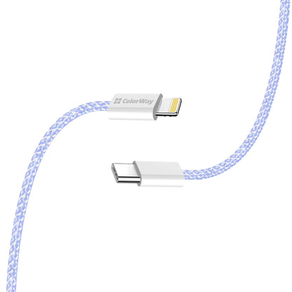 Datový a nabíjecí kabel USB-C - Lightning ColorWay CW-CBPDCL061, 27W, 1m, Fialový