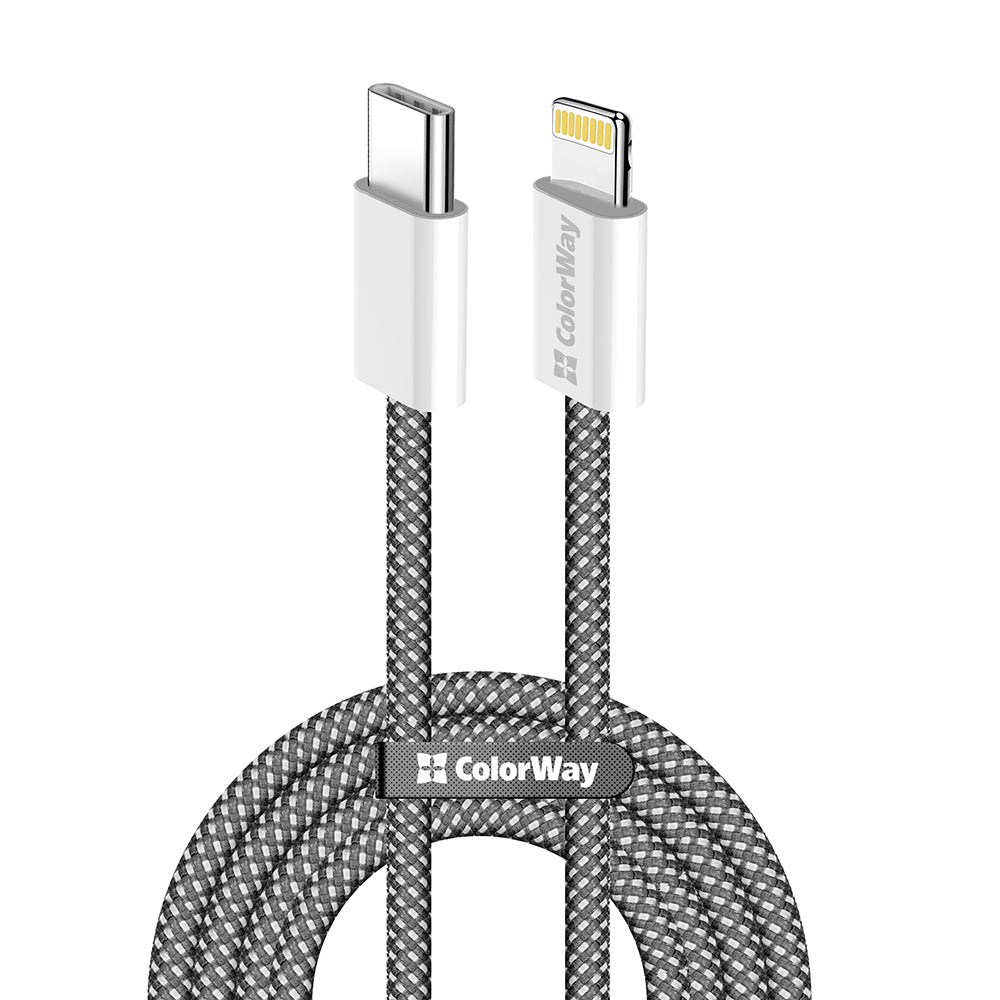 Datový a nabíjecí kabel USB-C - Lightning ColorWay CW-CBPDCL061, 27W, 1m, černý