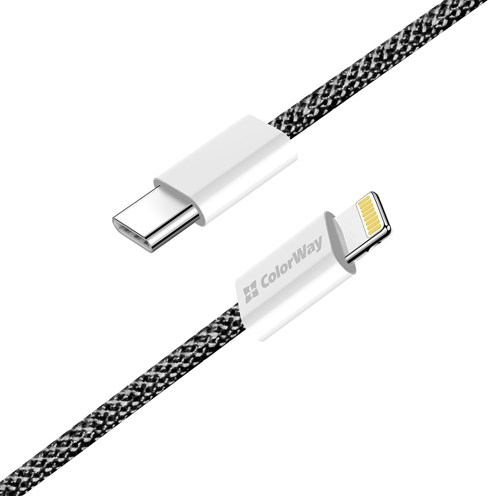 Datový a nabíjecí kabel USB-C - Lightning ColorWay CW-CBPDCL061, 27W, 1m, černý