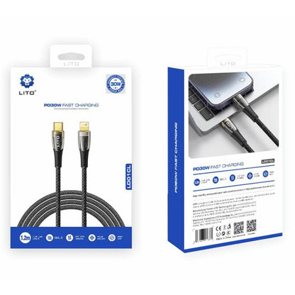 Datový a nabíjecí kabel USB-C - Lightning Lito LD01, 27W, 1.2m, černý