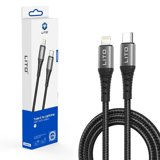 Datový a nabíjecí kabel USB-C - Lightning Lito LD08CL, 27W, 1m, Černý