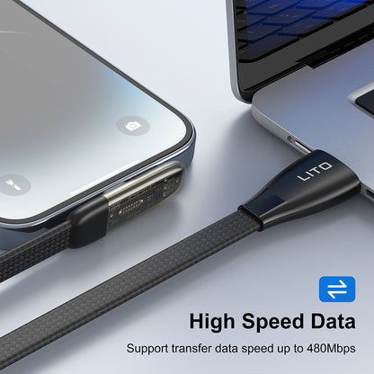 Datový a nabíjecí kabel USB-C - Lightning Lito LD11CL, 30W, 1m, černý