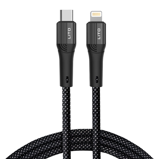Datový a nabíjecí kabel USB-C - Lightning Lito LD14CL, 30W, 1m, černý