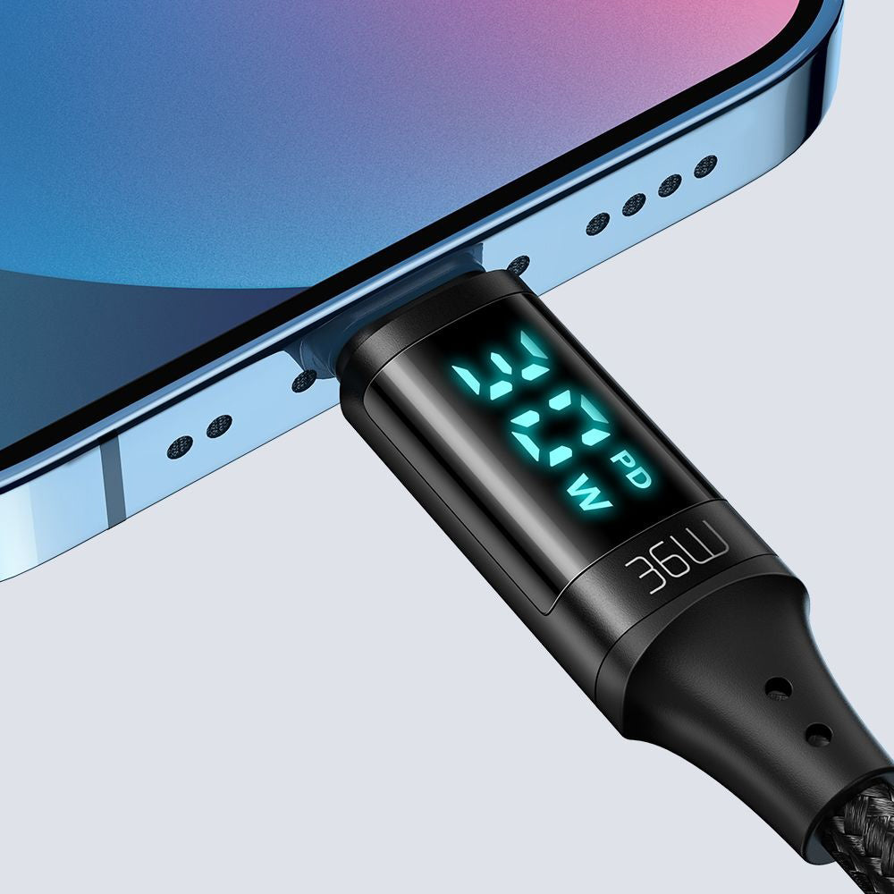 Datový a nabíjecí kabel USB-C - Lightning McDodo CA-1030 Display, 36W, 1.2m, Černý