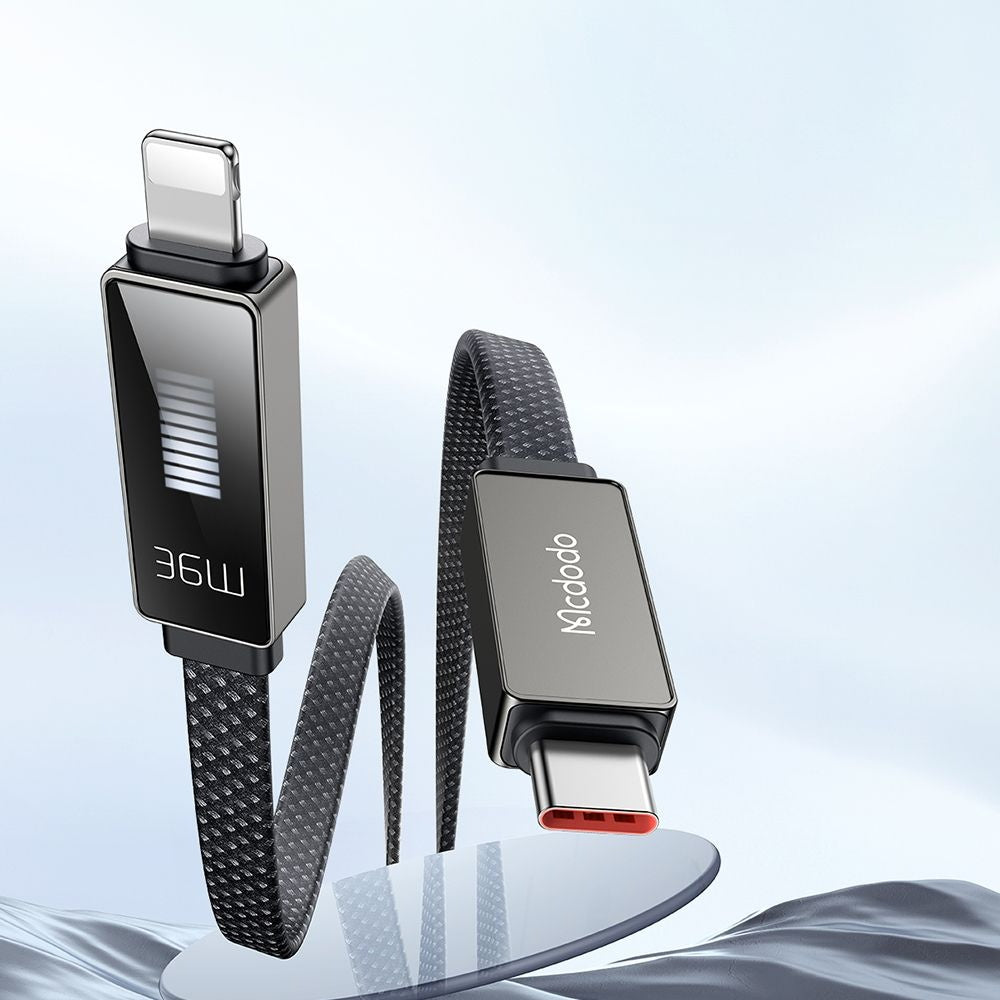 Datový a nabíjecí kabel USB-C - Lightning McDodo CA-4960 Rythm Display, 36W, 1.2m, Černý