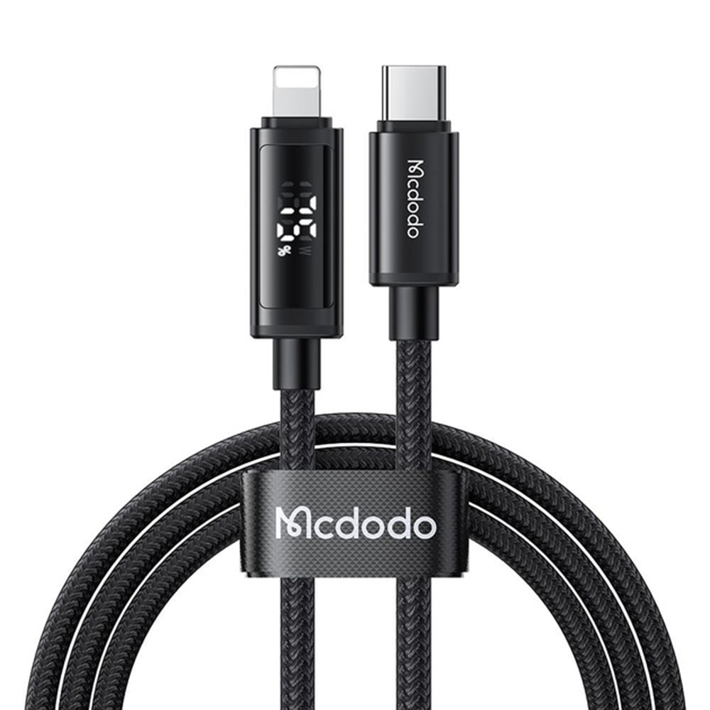 Datový a nabíjecí kabel USB-C - Lightning McDodo CA-7990 Display, 36W, 1.2m, Černý