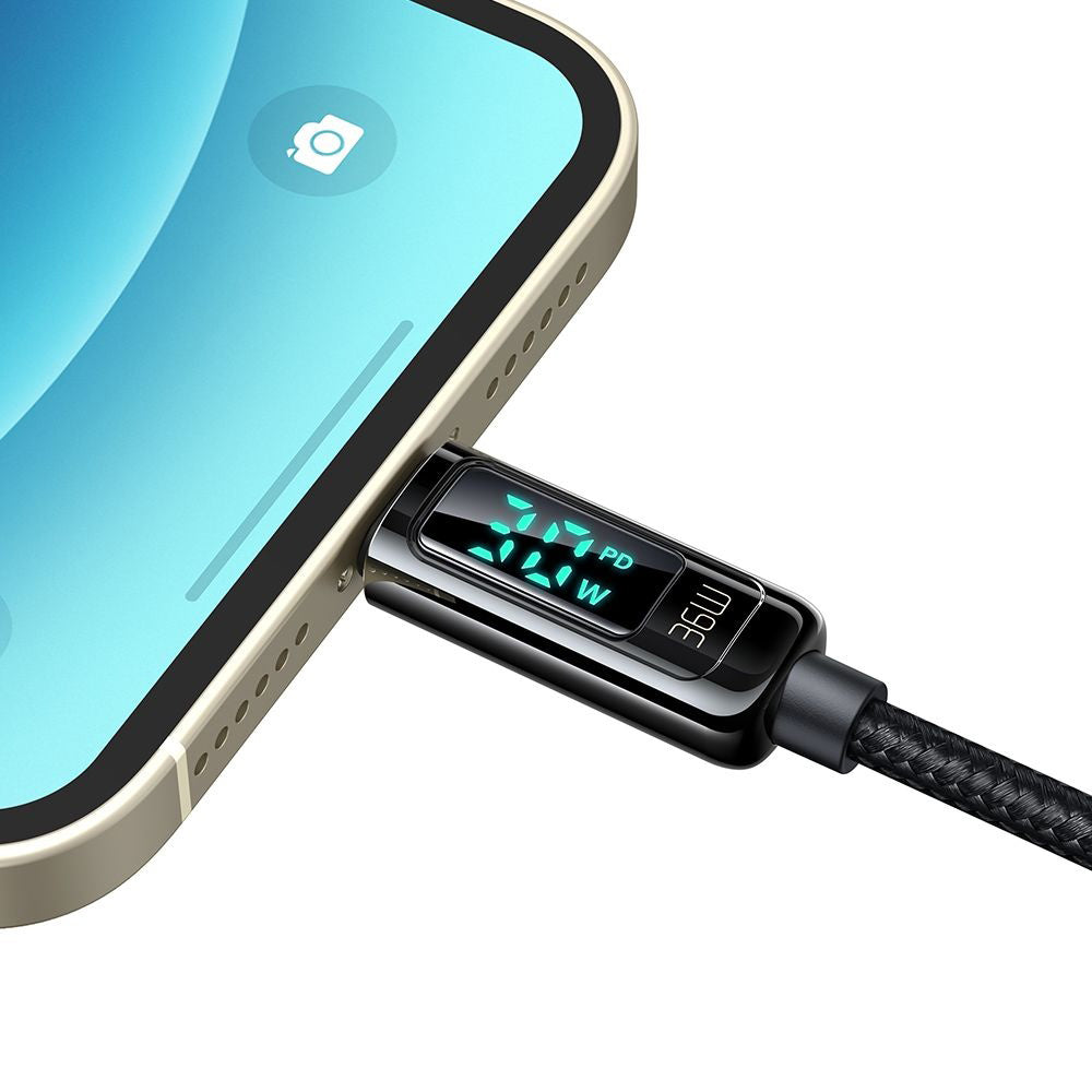 Datový a nabíjecí kabel USB-C - Lightning McDodo CA-8810 Display, 36W, 1.2m, černý