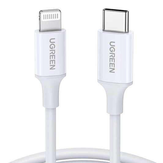 Datový a nabíjecí kabel USB-C - Lightning UGREEN US171 (10493), 20W, 1m, bílý