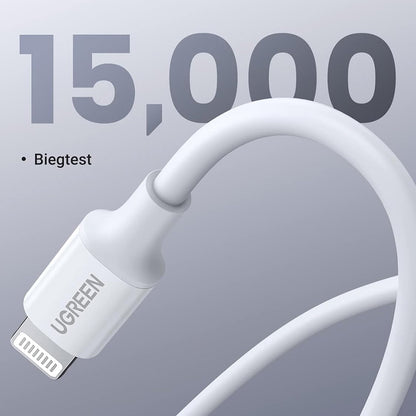 Datový a nabíjecí kabel USB-C - Lightning UGREEN US171 (10493), 20W, 1m, bílý