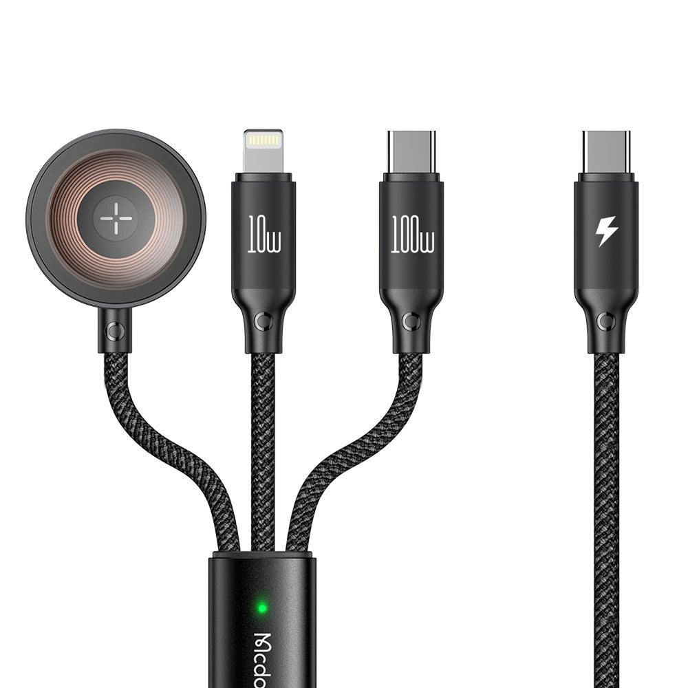 Kabel pro nabíjení USB-C - Lightning / USB-C / QI McDodo CA-4940 3v1, 100W, 1.2m, černý