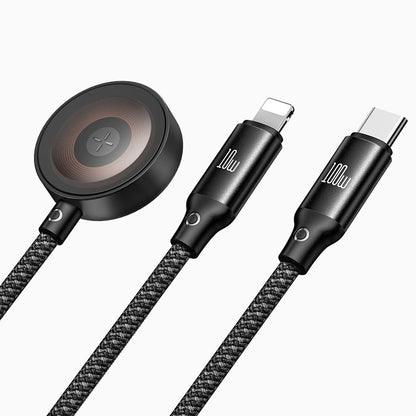 Kabel pro nabíjení USB-C - Lightning / USB-C / QI McDodo CA-4940 3v1, 100W, 1.2m, černý