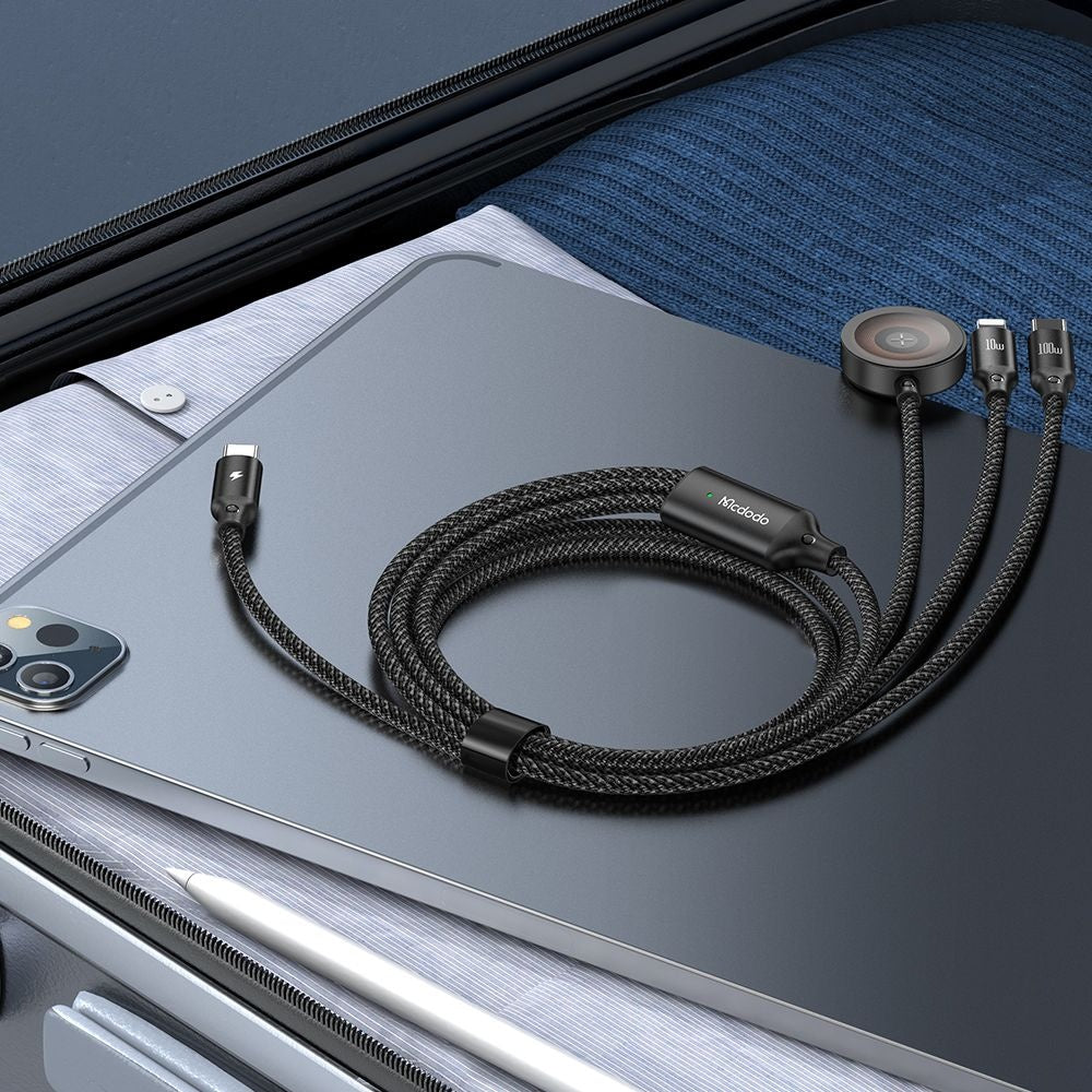 Kabel pro nabíjení USB-C - Lightning / USB-C / QI McDodo CA-4940 3v1, 100W, 1.2m, černý