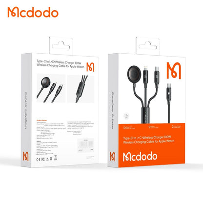 Kabel pro nabíjení USB-C - Lightning / USB-C / QI McDodo CA-4940 3v1, 100W, 1.2m, černý