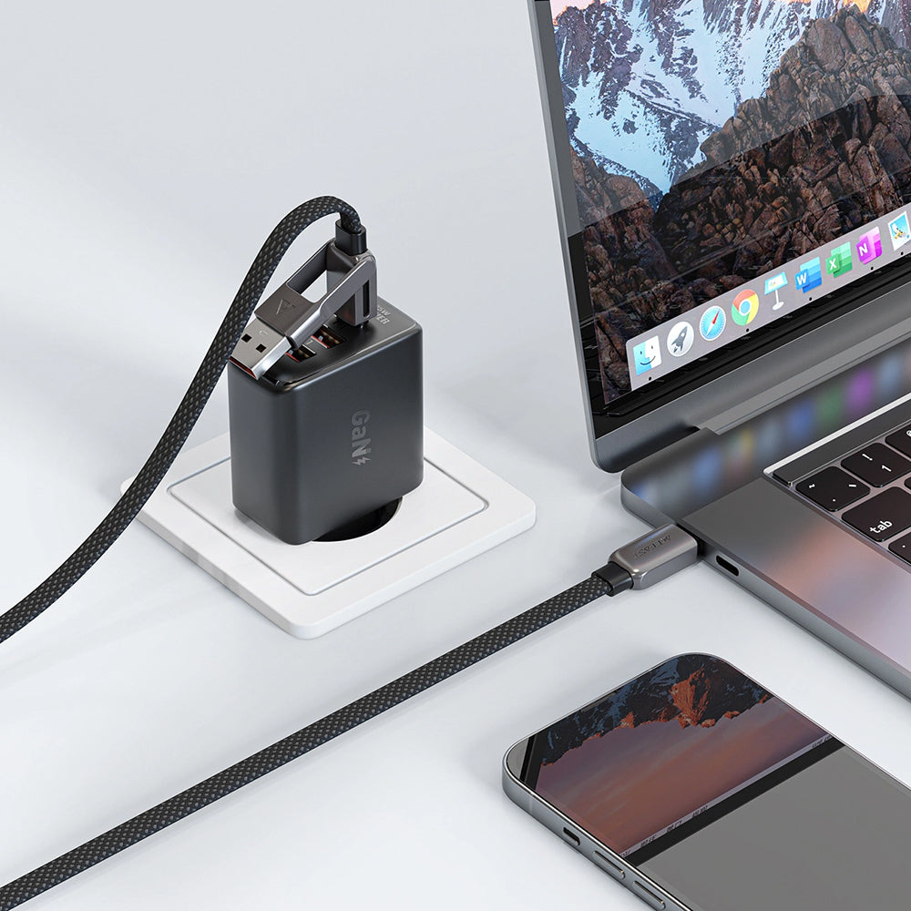Datový a nabíjecí kabel USB-C - USB-A / USB-C Acefast C13-04, 60W, 1.2m, černý