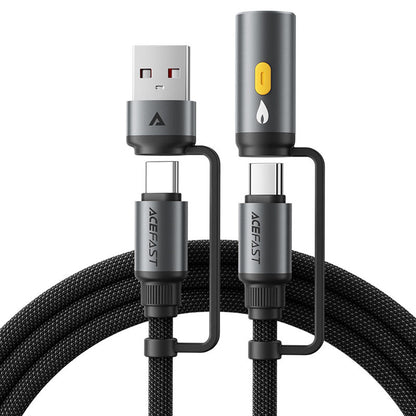 Datový a nabíjecí kabel USB-C / USB-A - USB-C / Zapalovač Acefast J6, 60W, 1.2m, Černý