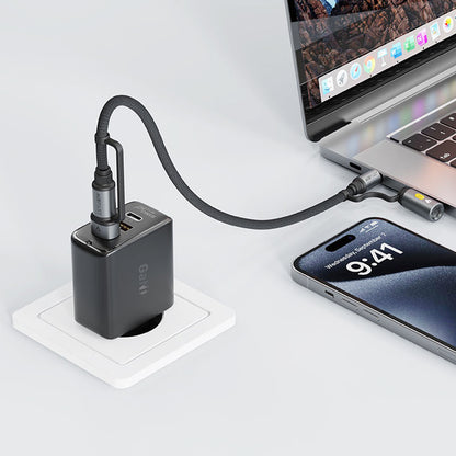 Datový a nabíjecí kabel USB-C / USB-A - USB-C / Zapalovač Acefast J6, 60W, 1.2m, Černý