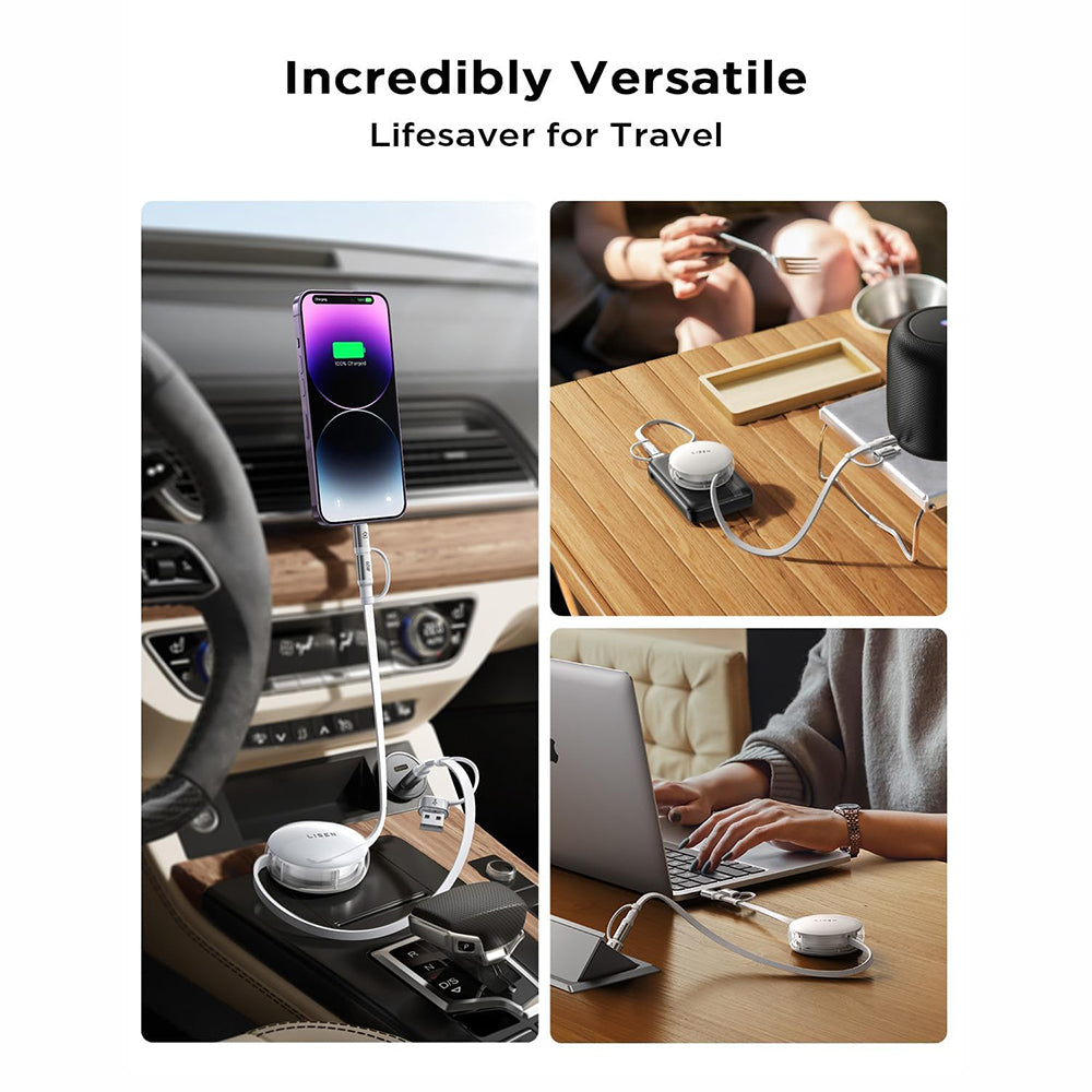 Datový a nabíjecí kabel USB-C / USB-A - USB-C / Lightning Lisen, 60W, 1m, bílý YL0123030001