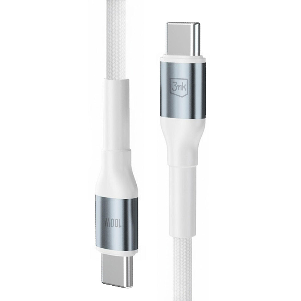 Datový a nabíjecí kabel USB-C - USB-C 3MK Hyper N, 100W, 2m, bílý