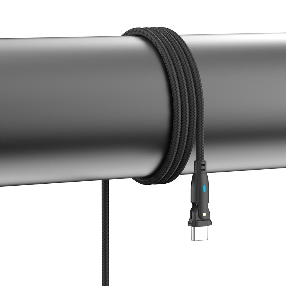 Datový a nabíjecí kabel USB-C - USB-C 3MK Hyper N úhlový, 100W, 1m, černý