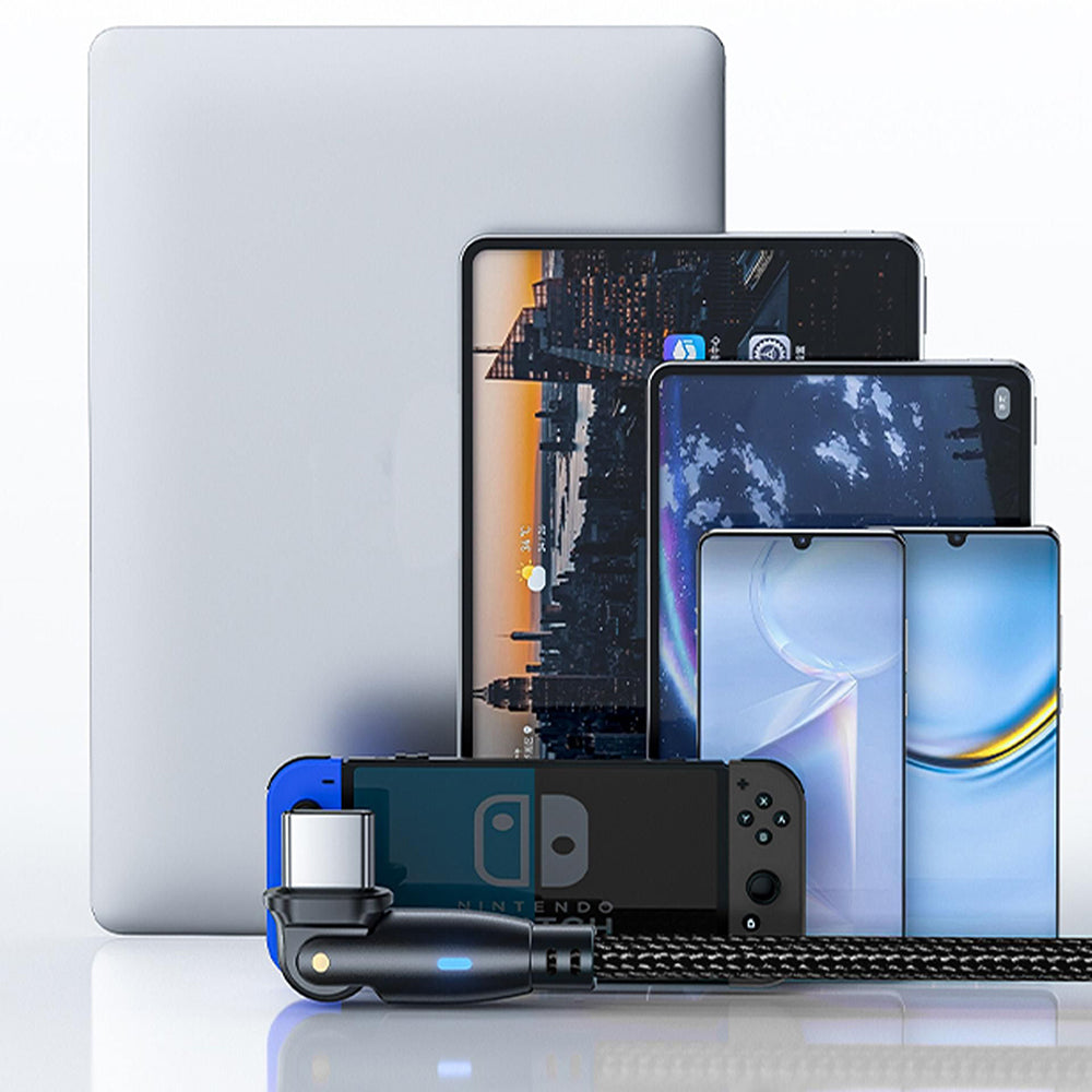 Datový a nabíjecí kabel USB-C - USB-C 3MK Hyper N úhlový, 100W, 1m, černý