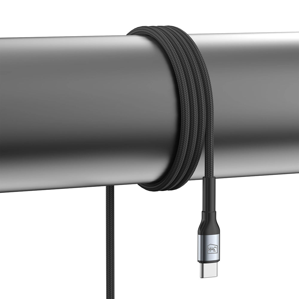 Kabel pro data a nabíjení USB-C - USB-C 3MK Hyper N Angled, 60W, 2m, černý