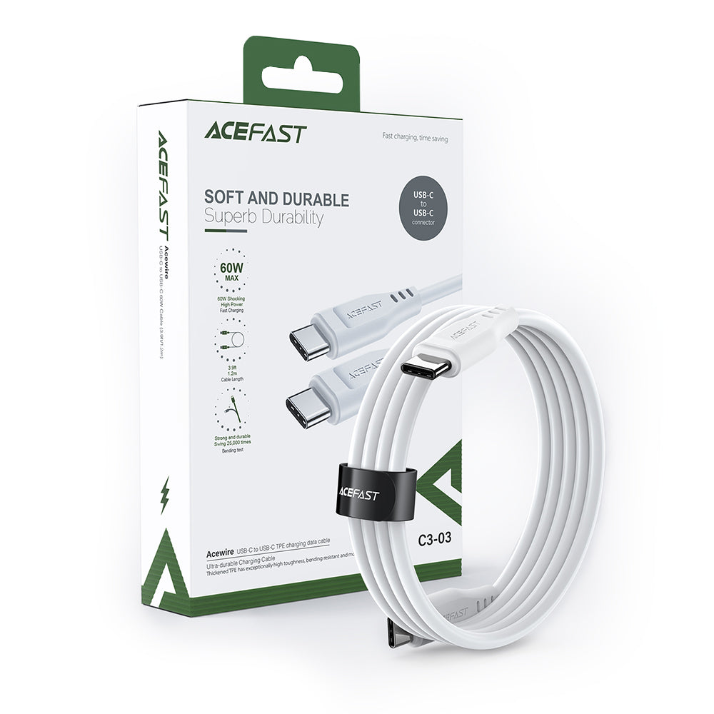Datový a nabíjecí kabel USB-C - USB-C Acefast C3-03, 60W, 1.2m, bílý