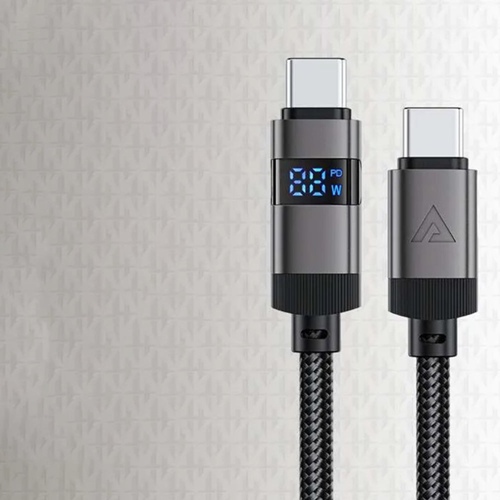 Datový a nabíjecí kabel USB-C - USB-C Acefast C15-03 Display, 60W, 1.2m, Černý