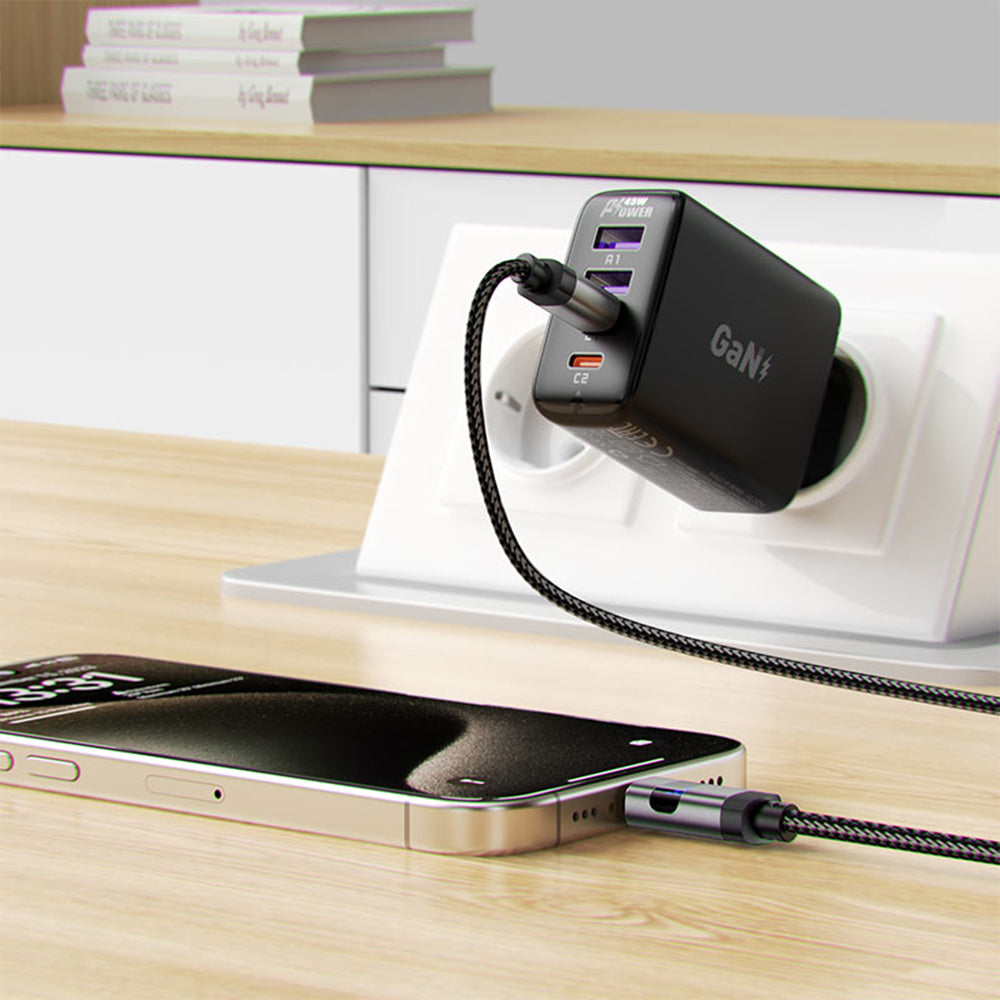 Datový a nabíjecí kabel USB-C - USB-C Acefast C15-03 Display, 60W, 1.2m, Černý