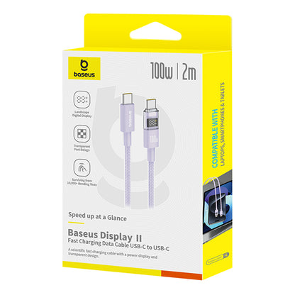 Datový a nabíjecí kabel USB-C - USB-C Baseus Display 2, 100W, 2m, Fialový P10382702511-01