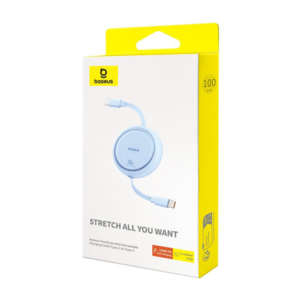 Datový a nabíjecí kabel USB-C - USB-C Baseus Free2Draw Mini Retractable, 100W, 1m, Modrý P10364500311-00