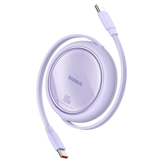 Datový a nabíjecí kabel USB-C - USB-C Baseus Free2Draw Mini Retractable, 100W, 1m, Fialový P10364500511-00