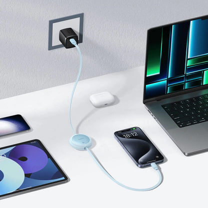 Datový a nabíjecí kabel USB-C - USB-C Baseus Free2Pull Mini Retractable, 60W, 1m, Modrý P10364500311-01