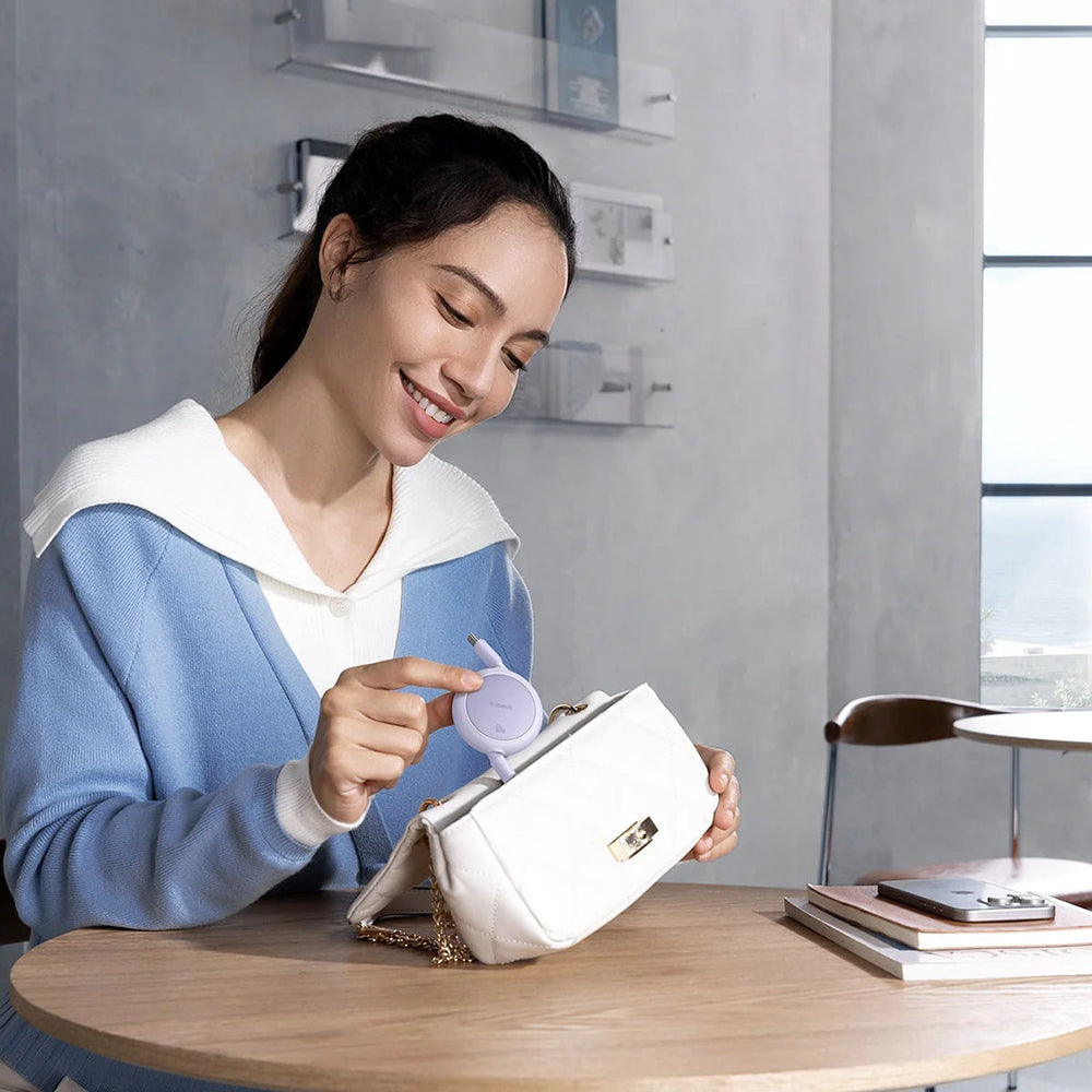 Datový a nabíjecí kabel USB-C - USB-C Baseus Free2Pull Mini Retractable, 60W, 1m, Fialový P10364500511-01