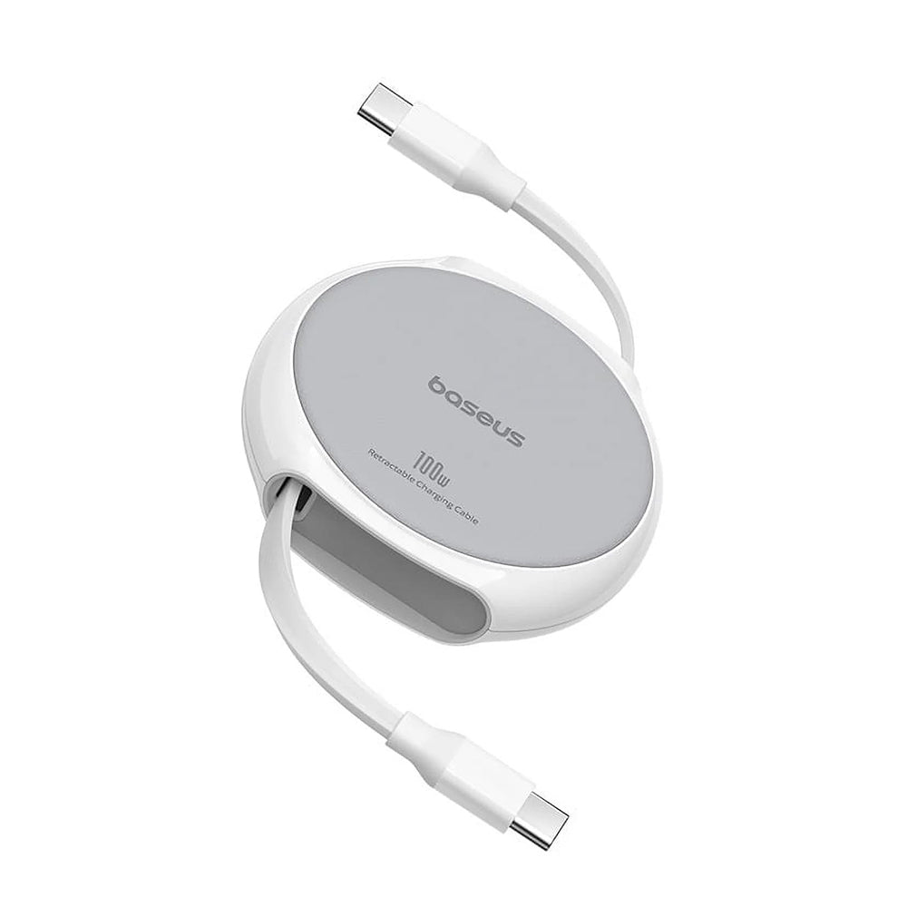 Datový a nabíjecí kabel USB-C - USB-C Baseus Pathfinder Retractable, 100W, 1m, bílý P10368400211-00