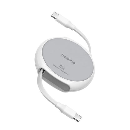 Datový a nabíjecí kabel USB-C - USB-C Baseus Pathfinder Retractable, 100W, 1m, bílý P10368400211-00