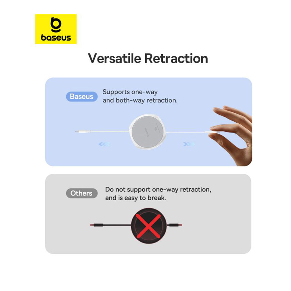 Datový a nabíjecí kabel USB-C - USB-C Baseus Pathfinder Retractable, 100W, 1m, bílý P10368400211-00