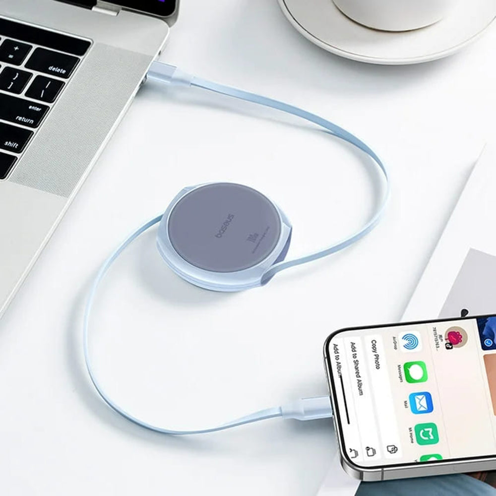 Datový a nabíjecí kabel USB-C - USB-C Baseus Pathfinder Retractable, 100W, 1m, Modrý P10368400311-00