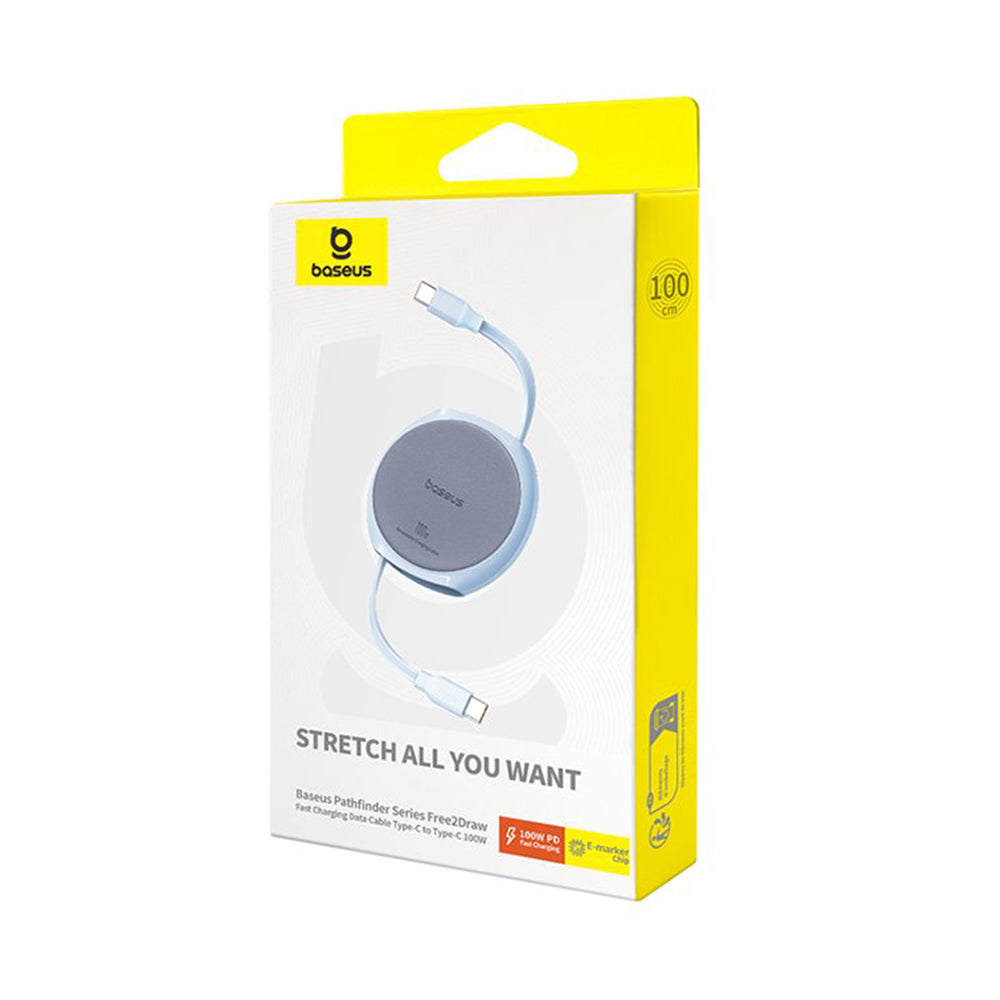 Datový a nabíjecí kabel USB-C - USB-C Baseus Pathfinder Retractable, 100W, 1m, Modrý P10368400311-00