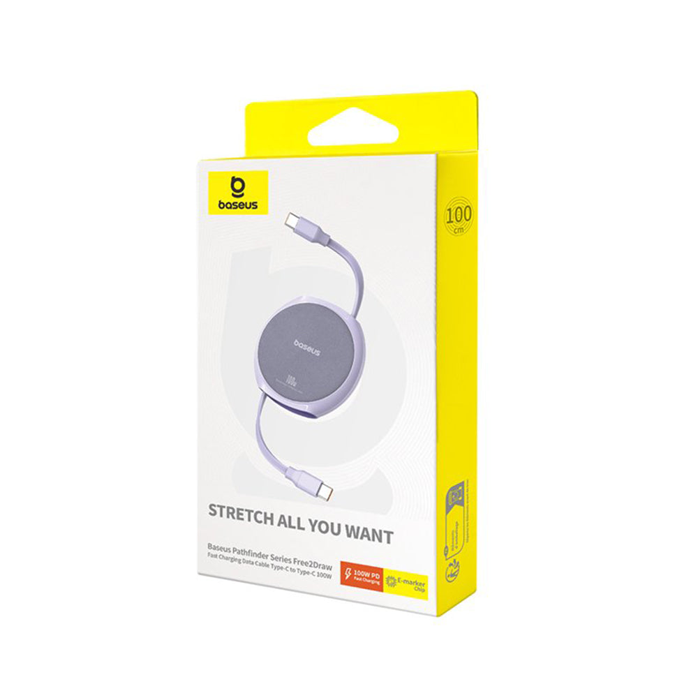 Datový a nabíjecí kabel USB-C - USB-C Baseus Pathfinder Retractable, 100W, 1m, Fialový P10368400511-00