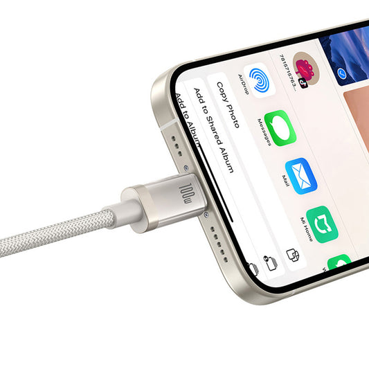 Datový a nabíjecí kabel USB-C - USB-C Baseus Titanium, 100W, 2m, Stříbrný P10378100G21-01