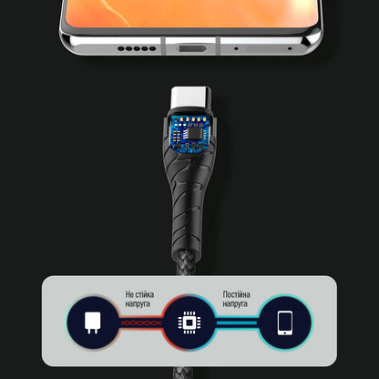 Datový a nabíjecí kabel USB-C - USB-C ColorWay CW-CBPDCC040, 65W, 1m, šedý