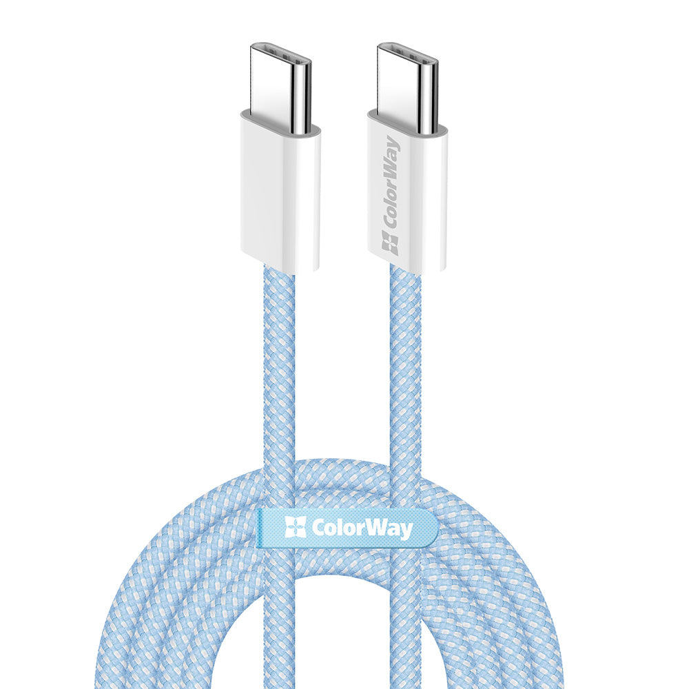 Datový a nabíjecí kabel USB-C - USB-C ColorWay CW-CBPDCC061, 60W, 1m, Modrý