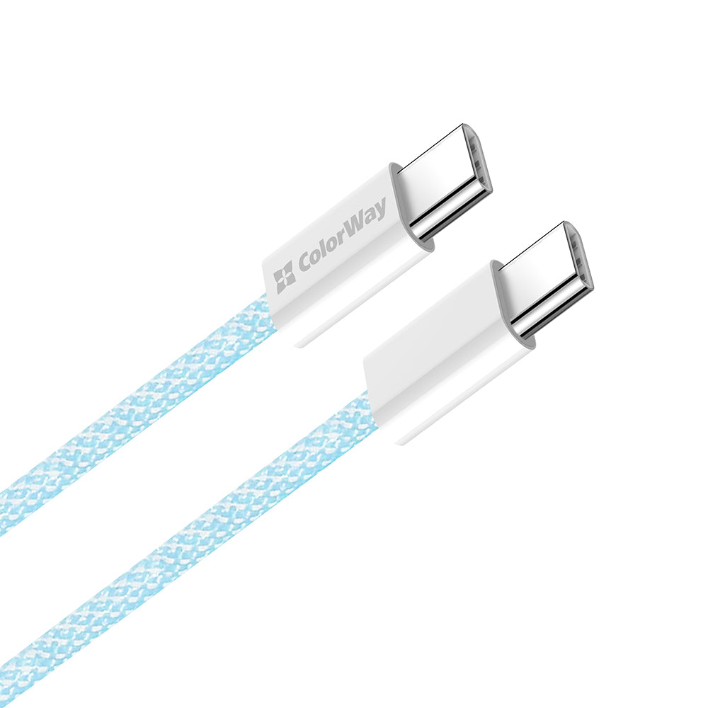 Datový a nabíjecí kabel USB-C - USB-C ColorWay CW-CBPDCC061, 60W, 1m, Modrý