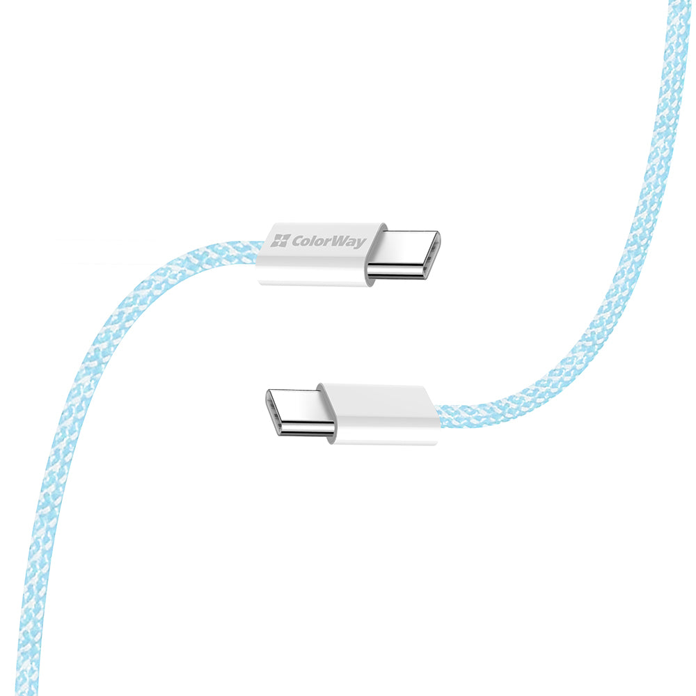 Datový a nabíjecí kabel USB-C - USB-C ColorWay CW-CBPDCC061, 60W, 1m, Modrý