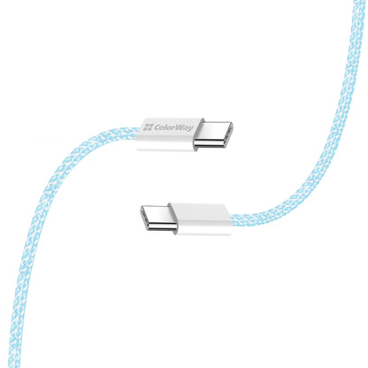 Datový a nabíjecí kabel USB-C - USB-C ColorWay CW-CBPDCC061, 60W, 1m, Modrý
